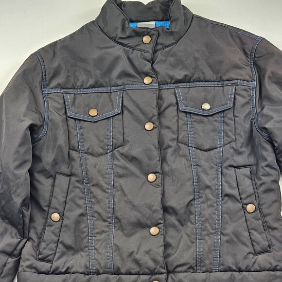 Vintage Nike Cropped Button Trucker Puffer Jacket gray tag Girls Size 8-10 - Picture 1 of 4